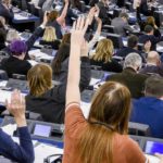 Stockshot of the hemicycle of the European Parliament in Strasbourg