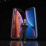 Tim Cook presenting new iPhone