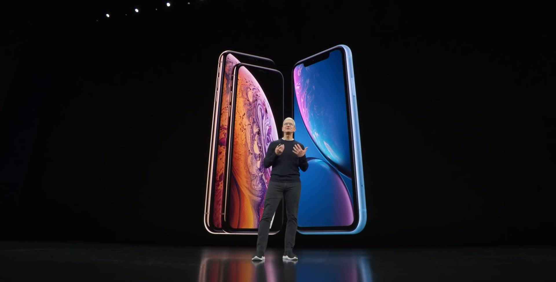 Tim Cook presenting new iPhone