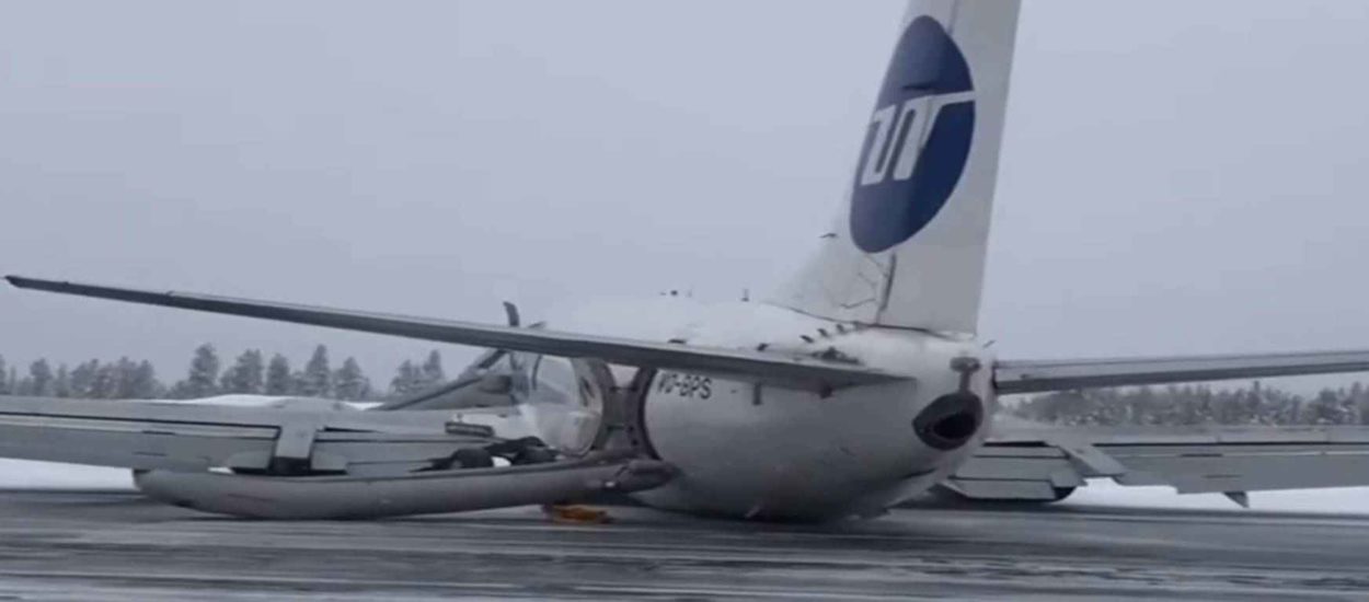 Boeing 737 ostao bez kotača nakon naleta vjetra u zračnoj luci Usinsk: INSIDE-OUT VIDEO