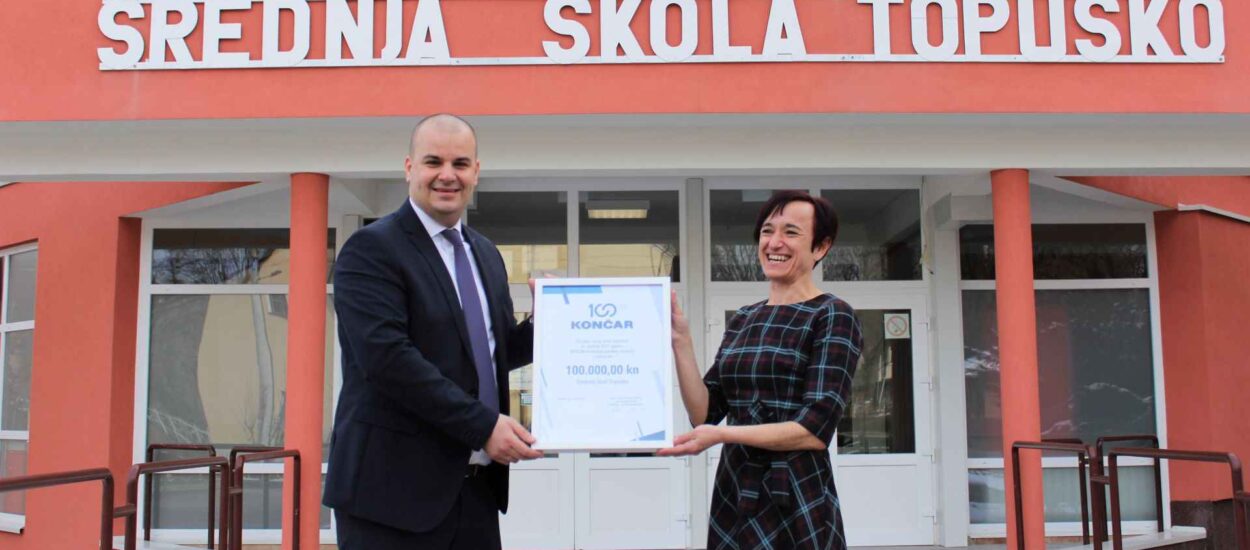Društveno odgovorna Grupa Končar donirala 100.000 kuna Srednjoj školi Topusko