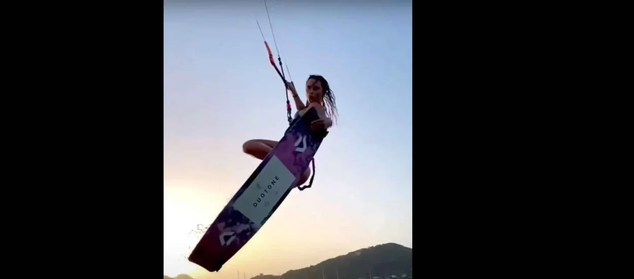 Cool kite surferica grabi hladnu | VIDEO