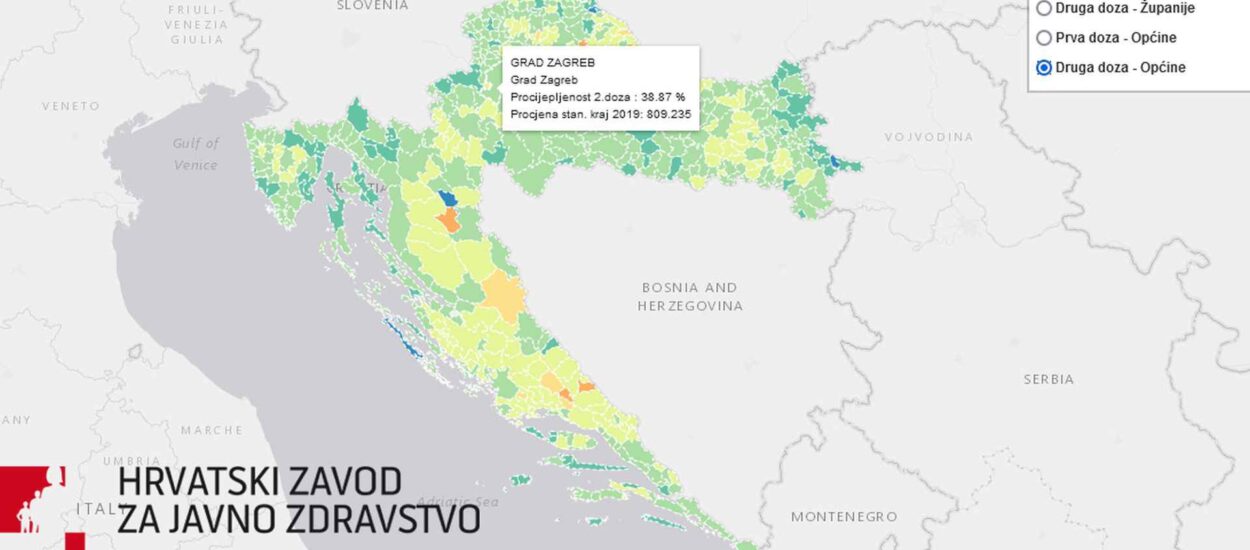 Karta procijepljenosti Hrvatske: COVID-19 | HZJZ
