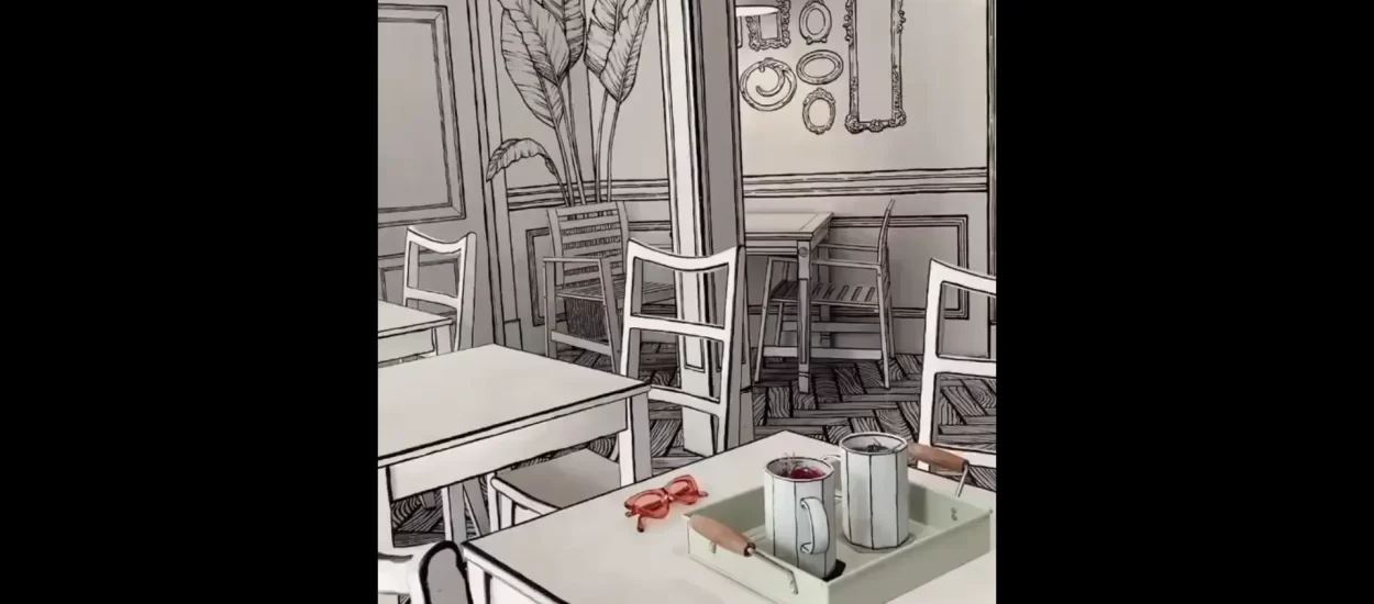 Kafić s interijerom crteža | VIDEO