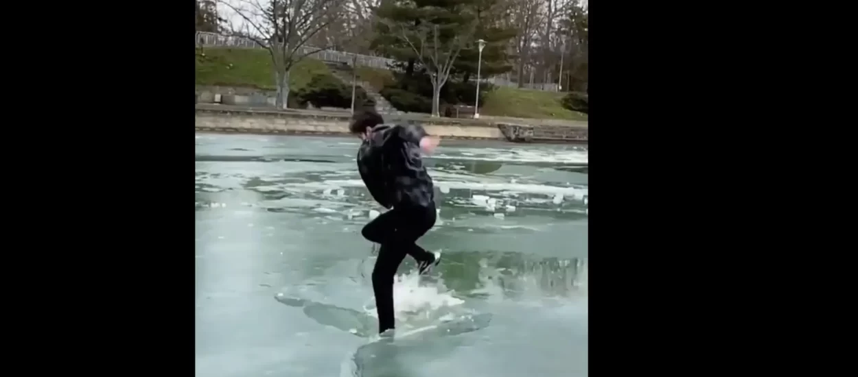 Salto na tankom ledu | VIDEO