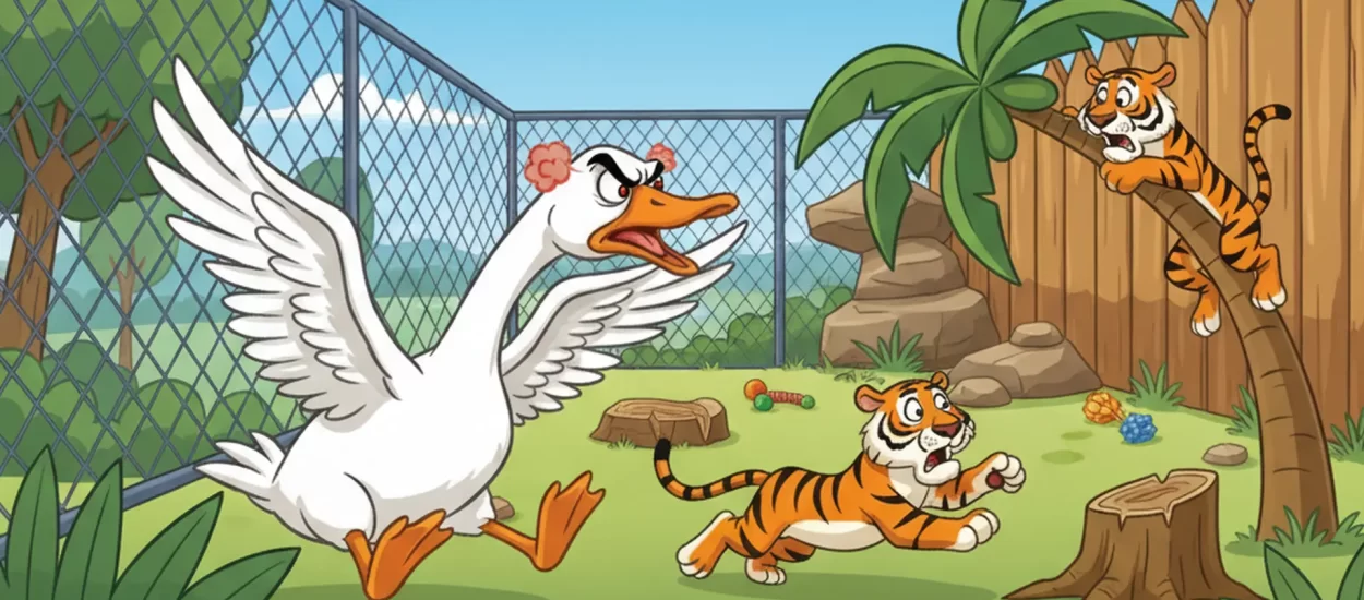 Jarosna guska praši plahe tigrove | VIDEO