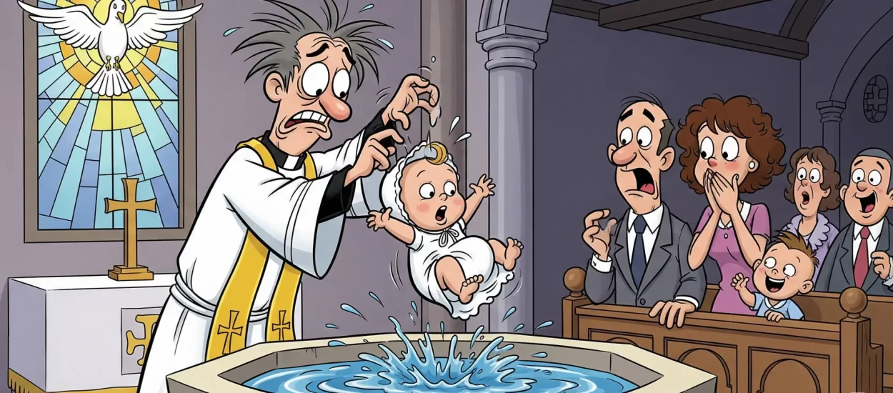 Onamad kad je bebač kliznuo iz ruku svećenika | VIDEO