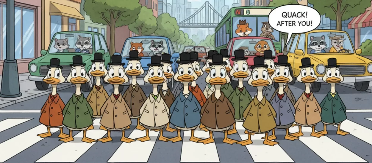 Patkice slatkice čekaju zeleno svjetlo za prelazak ulice | VIDEO