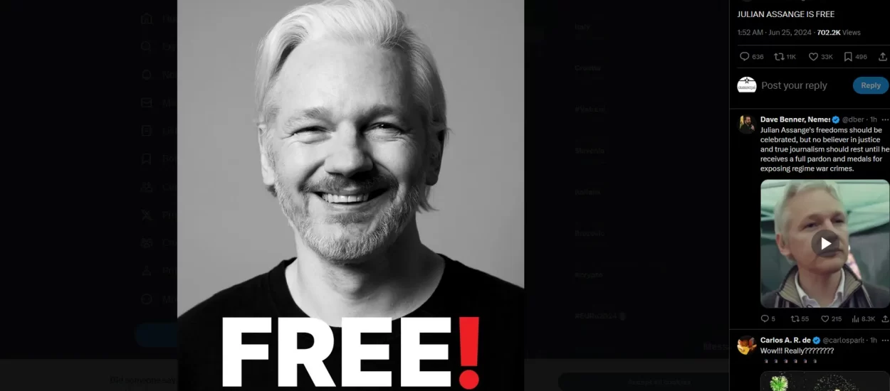 X slavi oslobađanje Juliana Assangea