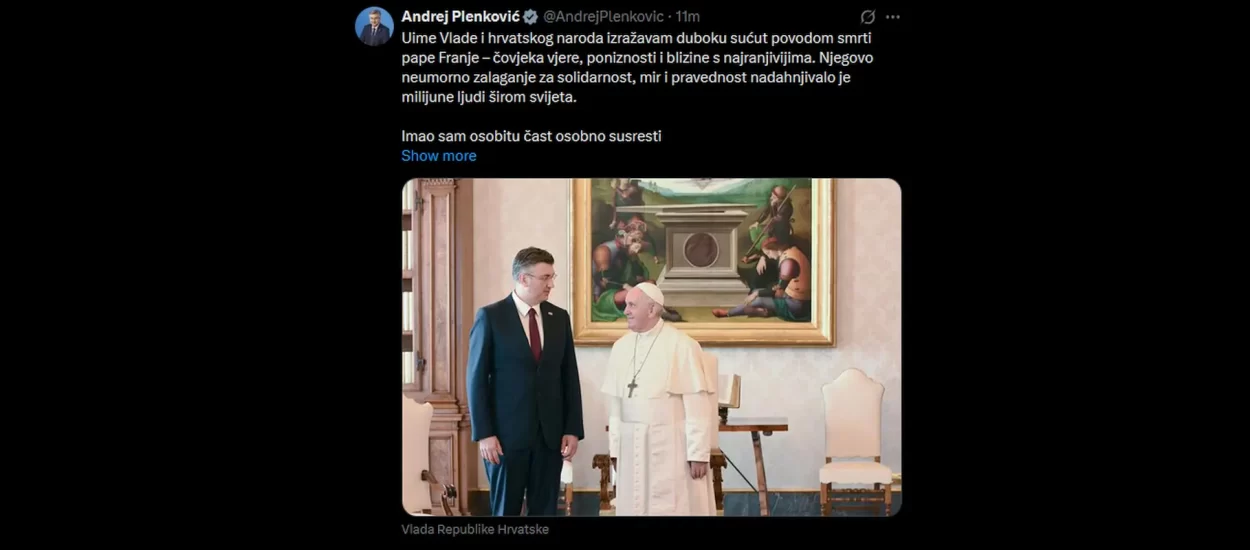 Plenković: imao sam osobitu čast osobno susresti Svetog Oca u Njegovim posljednjim satima