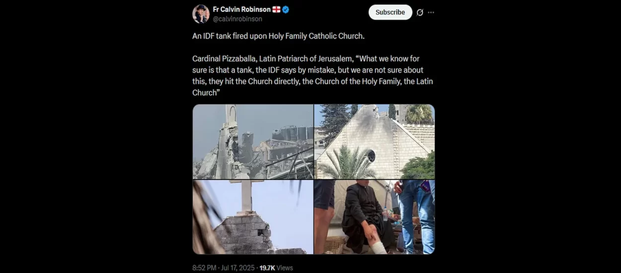 Trump srdit, Lav ožalošćen izraelskim vojnim napadom na jedinu katoličku crkvu u Gazi