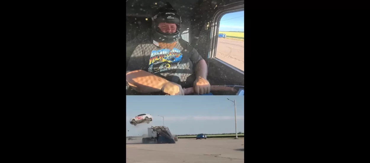 Kamion oklopljen oštricom krši sve pred sobom, for the fun of it | VIDEO